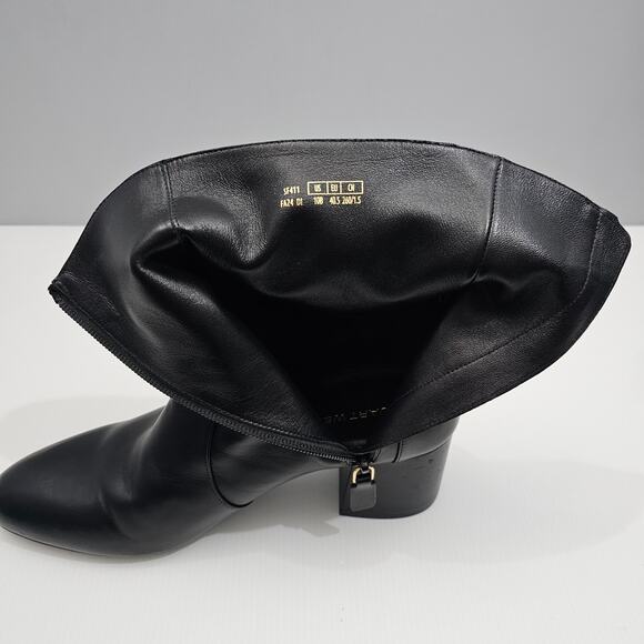 Stuart Weitzman Flareblock 60 Ankle Boot Womens 10 Black Leather Zip Block Heel - Picture 10 of 15